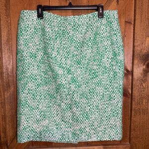 J. Crew Green and White Pencil Skirt
